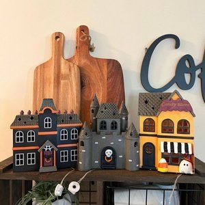 New 2023 Target Bullseye Halloween Lit Buildings - Castle, Candy Store, & mansin